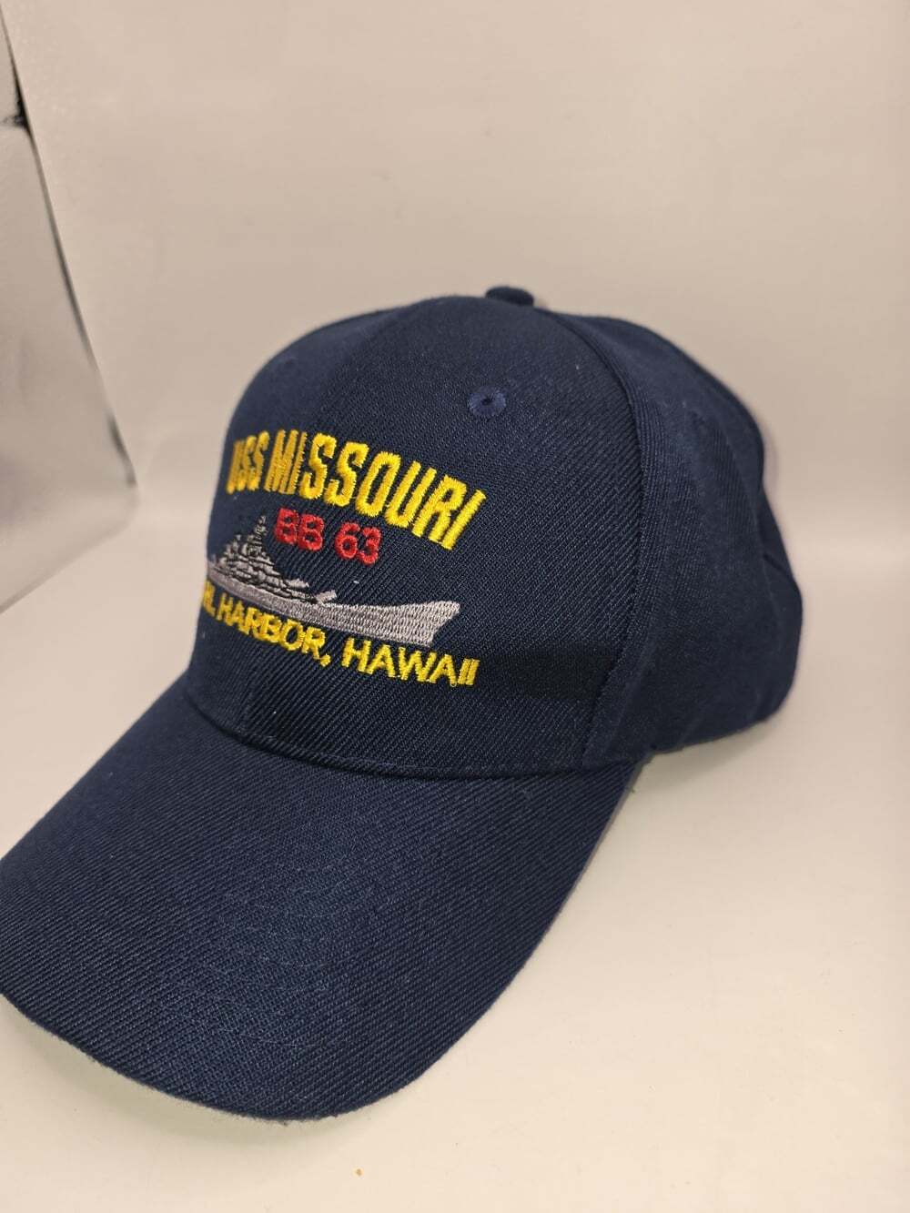 Vintage Nissin USS Missouri BB63 Pearl Harbor Hat Blue One Size Adjustable